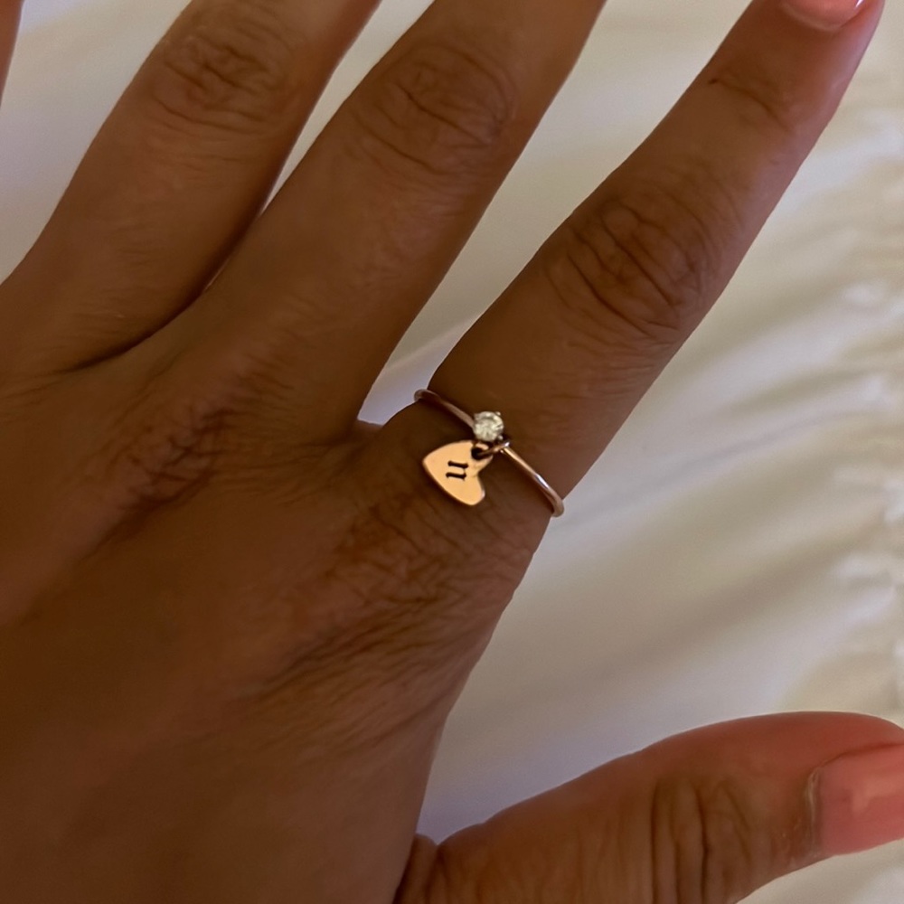 letter n heart ring